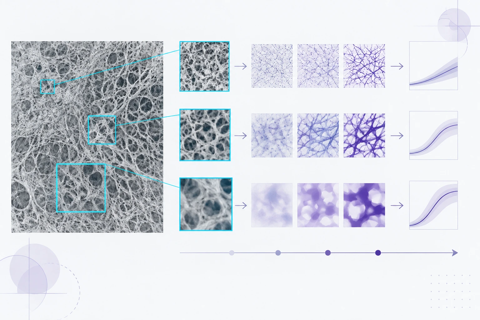 Diagram comparing image texture patterns at several scales for pulmonary research.